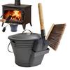 Wall-Mounted Furnace Ash Bucket Set Metal Container Ash Pail With Lid Shovel Broom For Fireplace Fire Pits, Grills, Wood Stoves