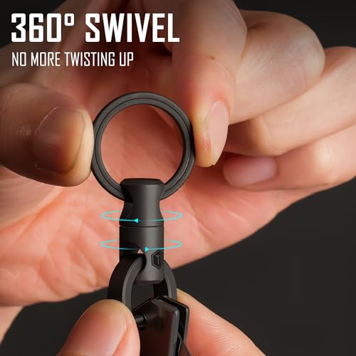 [KeyUnity] KM13BK Titanium Key Ring Connector 360 Degree Rotation Titanium Car Key Holder for Men Smart Key Anti-Loss Small Lightweight with Key