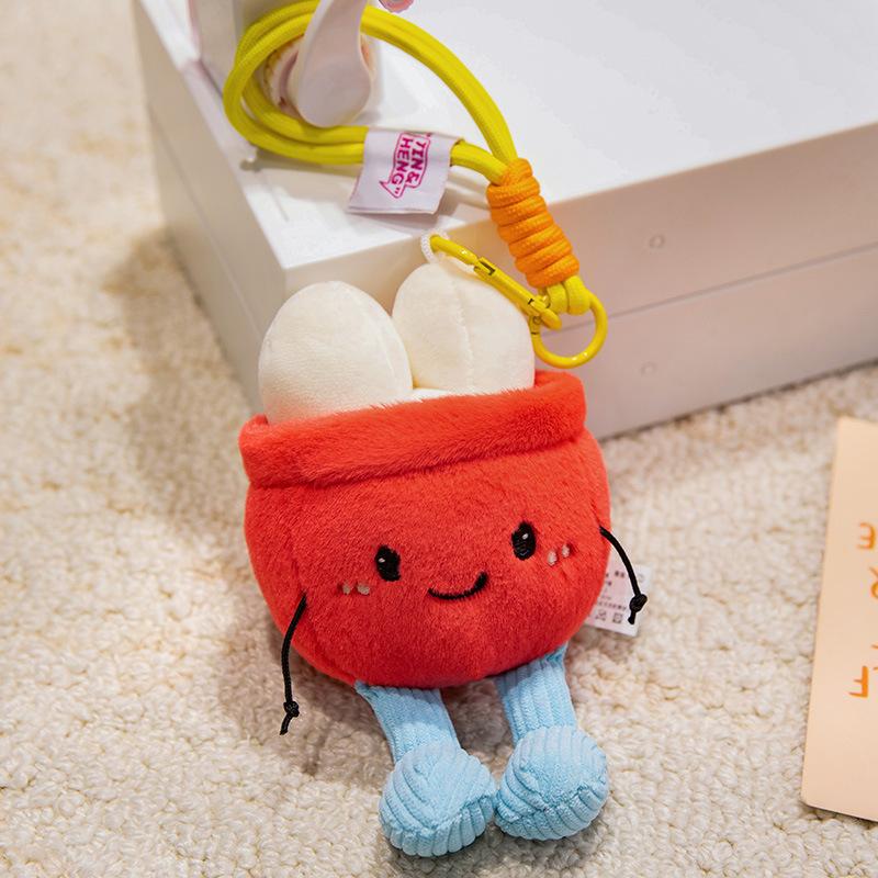 Portachiavi Peluche Chicco di Caffè Carino Portachiavi Frutto di Caffè Cartone Animato Ciondolo Fascino per Borsa Decorazione