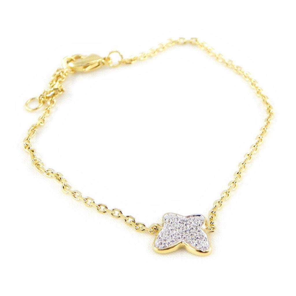 Les Trésors De Lily [G1243] - White 'Butterfly' Gold Plated Bracelet
