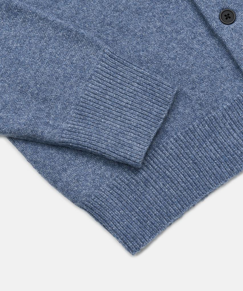 Excontainer Minimalist Button Round Neck Crop Cardigan (Blue)