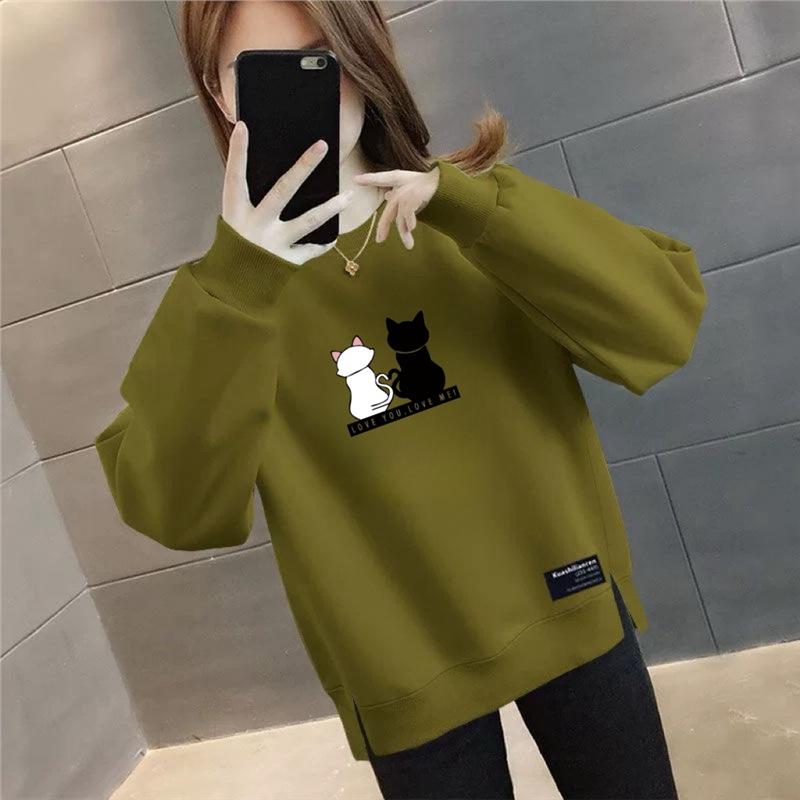 Plus Size Women's Velvet Thick Sweatshirt: Autumn/Winter Loose Fit, Slimming, & Fashionable