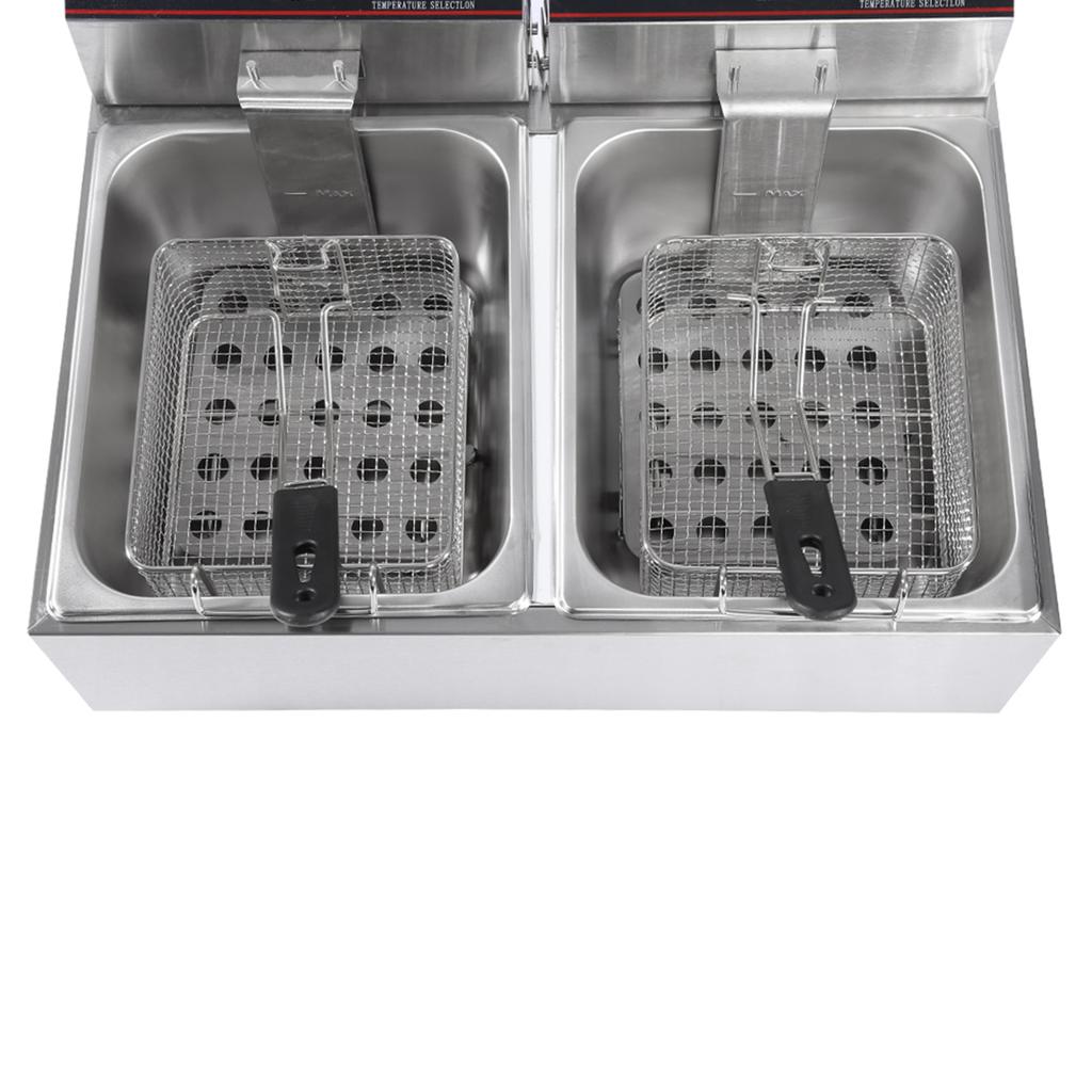 Ticari Profesyonel 12L Paslanmaz Çelik Çift Derin Hazneli Elektrikli Fritöz