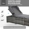 Sun Lounger Made of Poly Rattan with Sun Canopy Garden Lounger Adjustable Rattan Lounger Garden Furniture Lounger with Cushion Grey 195 x 65 x 40 cm