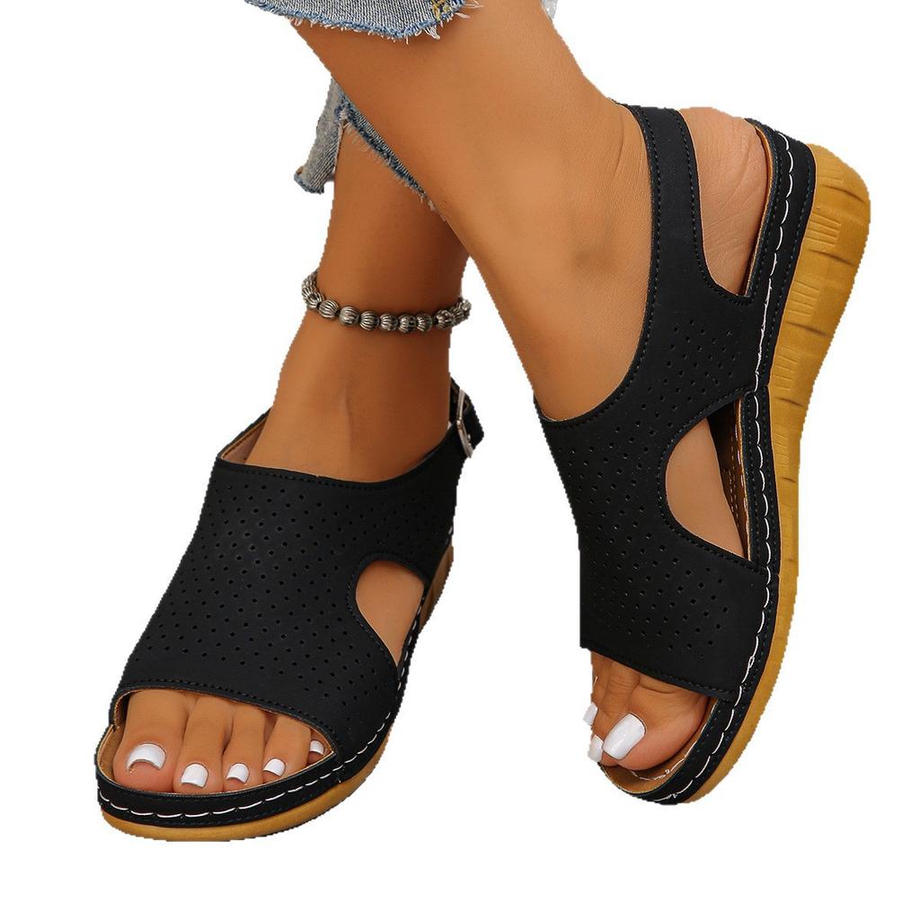 Neue Sandalen mit offenen Zehen für Damen, Plateau-Absätze, Spitz zulaufende Schuhe, Freizeitschuhe, Strandschuhe