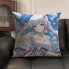 Kamizato Ayaka Genshin Impact Cushion Cover Natural Linen Organic Fabric DoubleSided Printing Sofa Home Decor Gift Pillow Case