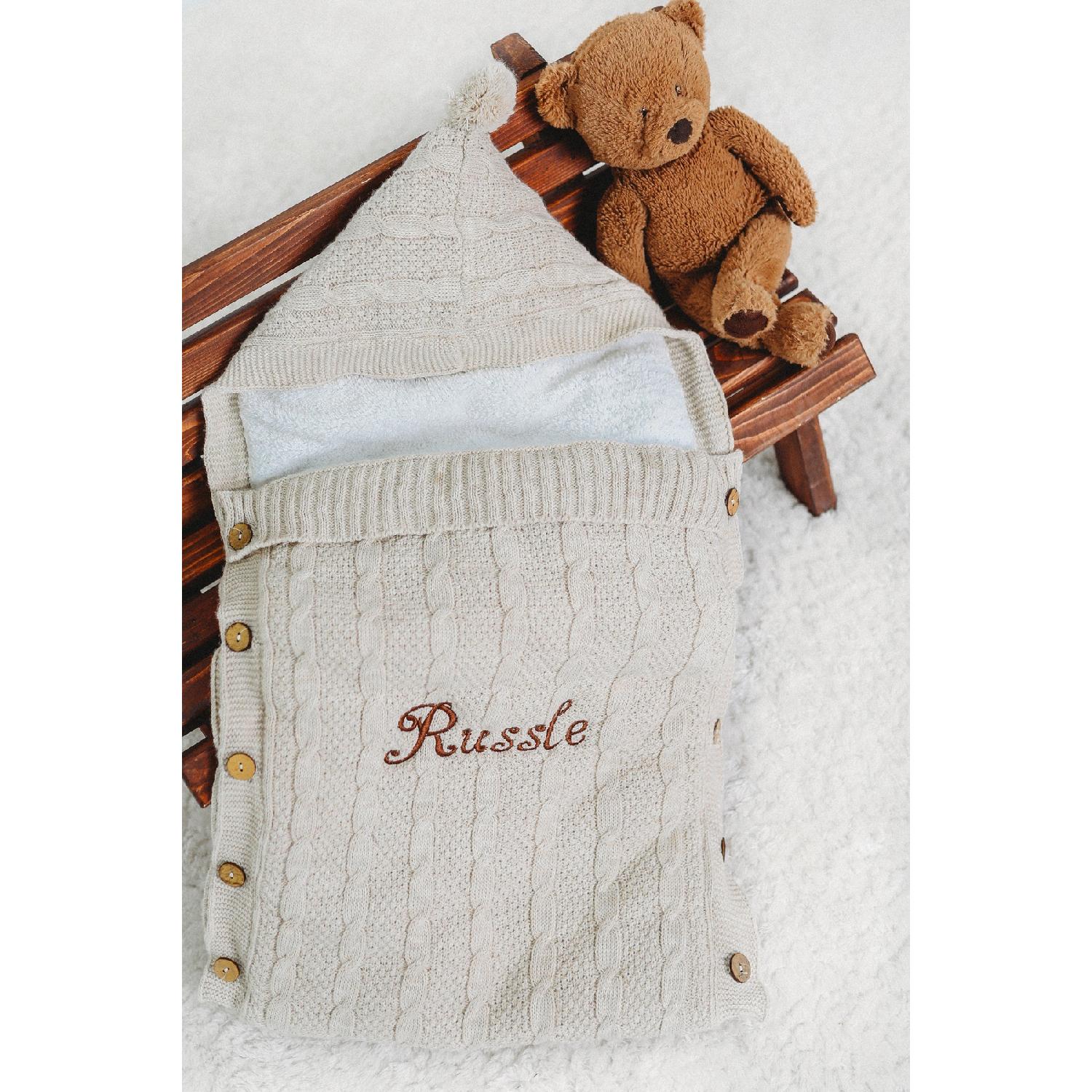 

Baby Blanket Baby Swaddle Personalized Embroidered Name Knitwear Beige Braided Inside Plush Braided Newborn Swaddle