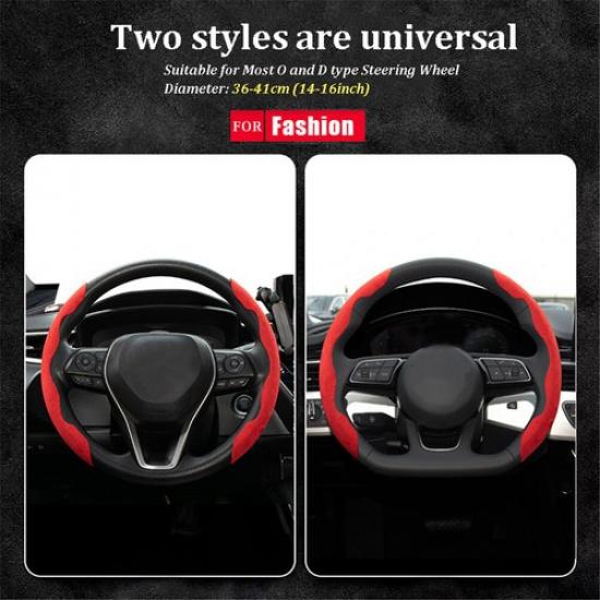 Pair Car Auto Steering Wheel Booster Cover Suede Leather Anti-slip Universal