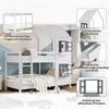 [29590567WAA]Bunk Bed with Handrail and Window, House Bed, Children's Bed with Fall Protection and Guard Rail, Pine Frame, White (90x200cm)