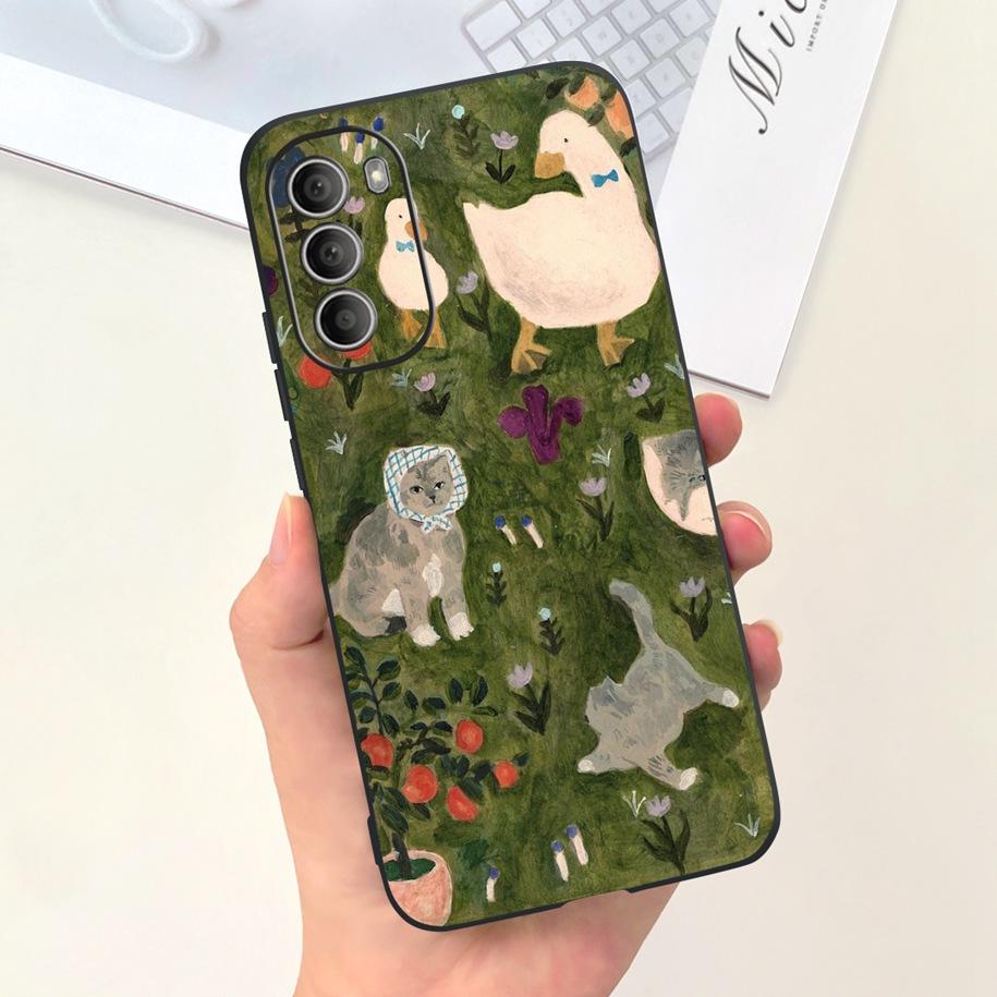 For Motorola Moto G51 G71 5G Case XT2171-2 XT2171-1 XT2169-1 Shockproof Cover Cute Rabbit Flower Phone Cases For Moto G31 Bumper