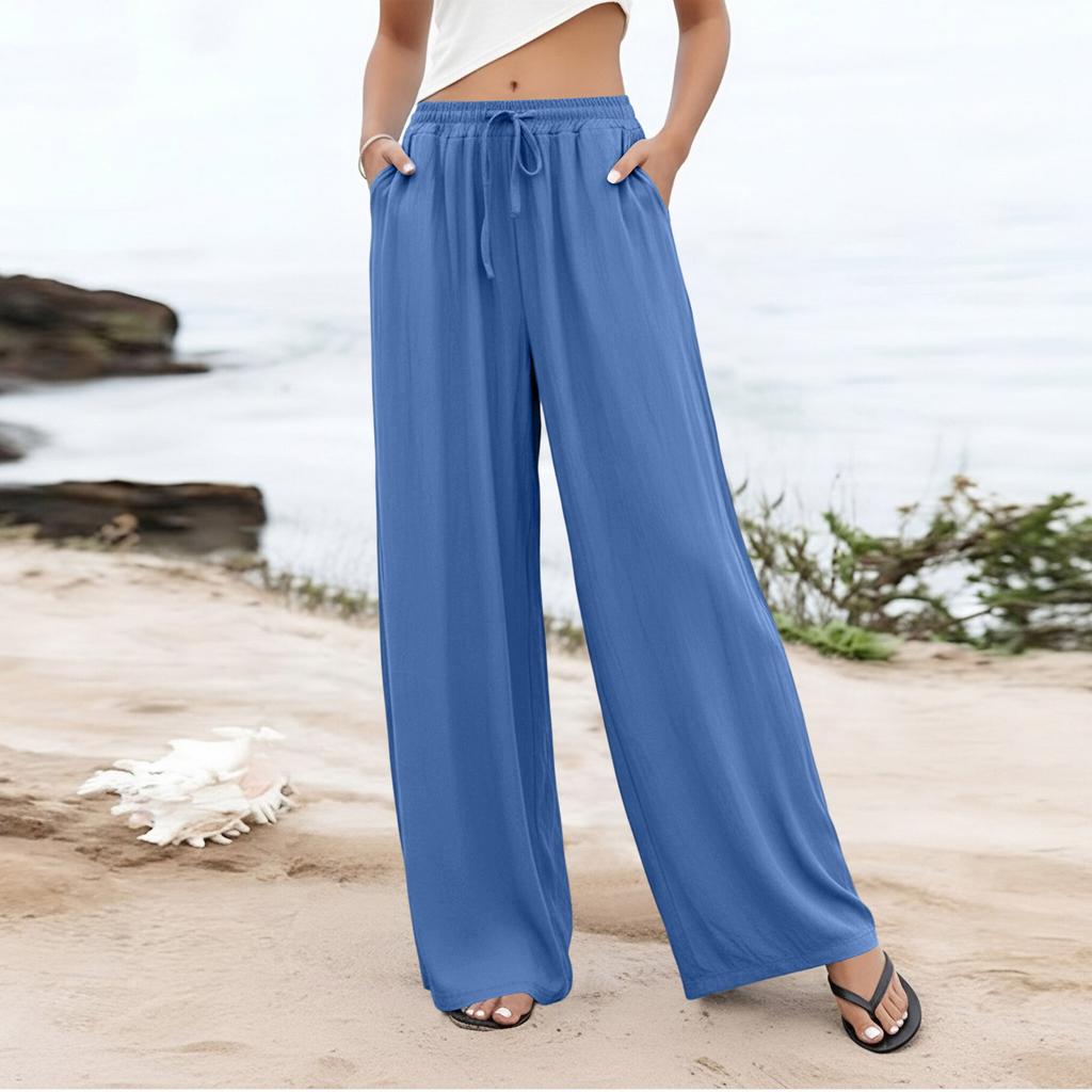 Damen Palazzo-Hose, Sommer, lässig, fließend, weites Bein, Strand, Reisen, Urlaub, Outfits