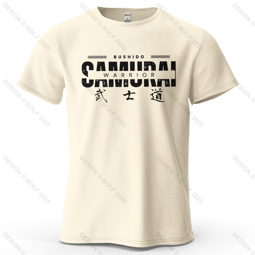

Samurai Spirit Printed Men s T-Shirt 100% Cotton Oversized Martial Arts Culture Graphic Tees for Women Tops Tees Streetwear 4XL