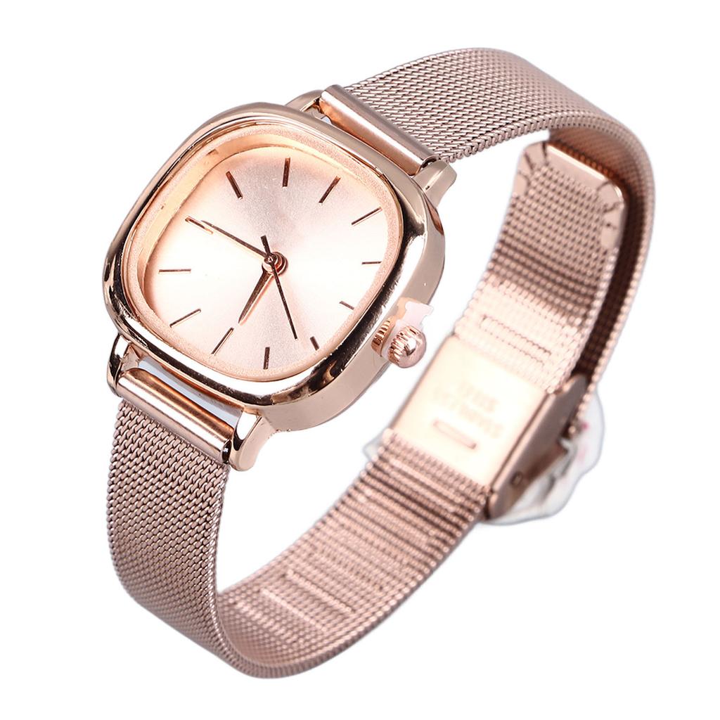 Women Gold Plating Quartz Watch Stainless Steel Band High Definition Stylish Gradient Decor Wrist Watch