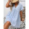 2026 Summer New Women's V-neck Loose Casual Short-sleeve Plaid Dress