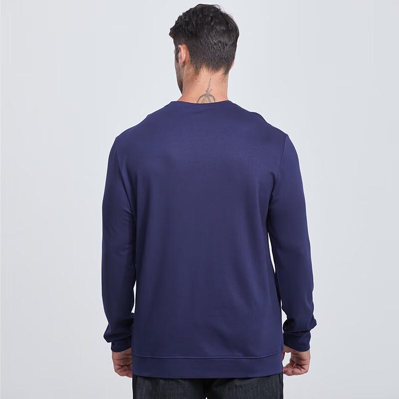 Dibenze Men's Plus Size Solid Long-Sleeve Crewneck Sweatshirt