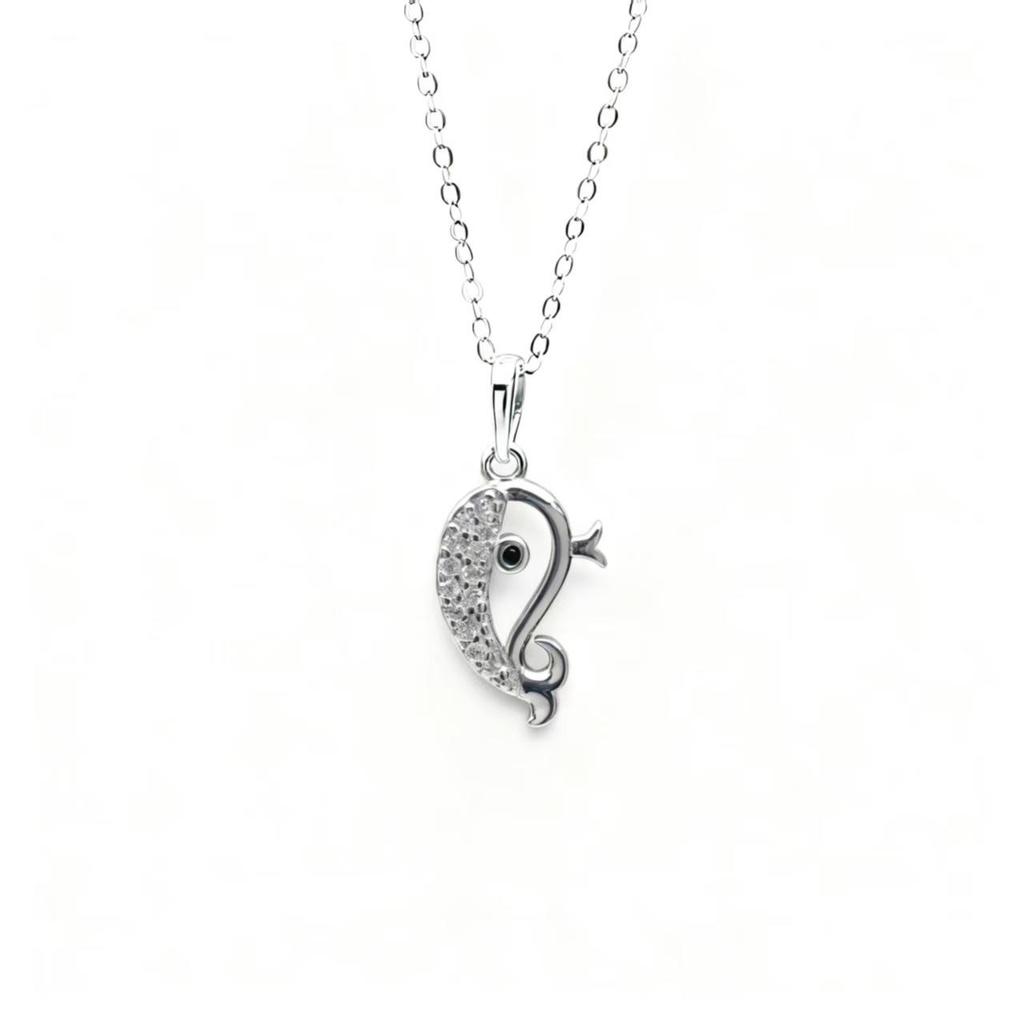 S925 Sterling Silver Whale Stud Earrings & Necklace Set for Women - Elegant, Simple, and Luxurious