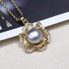 3D Flower Freshwater Pearl Pendant Necklace for Women, 18K Gold-Plated, 8-9mm, Elegant Clavicle Chain.