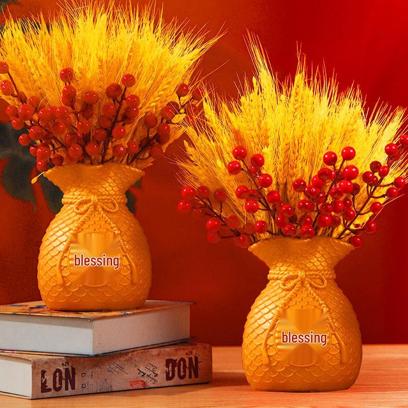 Golden Barley Ear Faux Flower Arrangement for Home Decor - Perfect for Living Room, Dining Table, Weddings & Special Occasions
