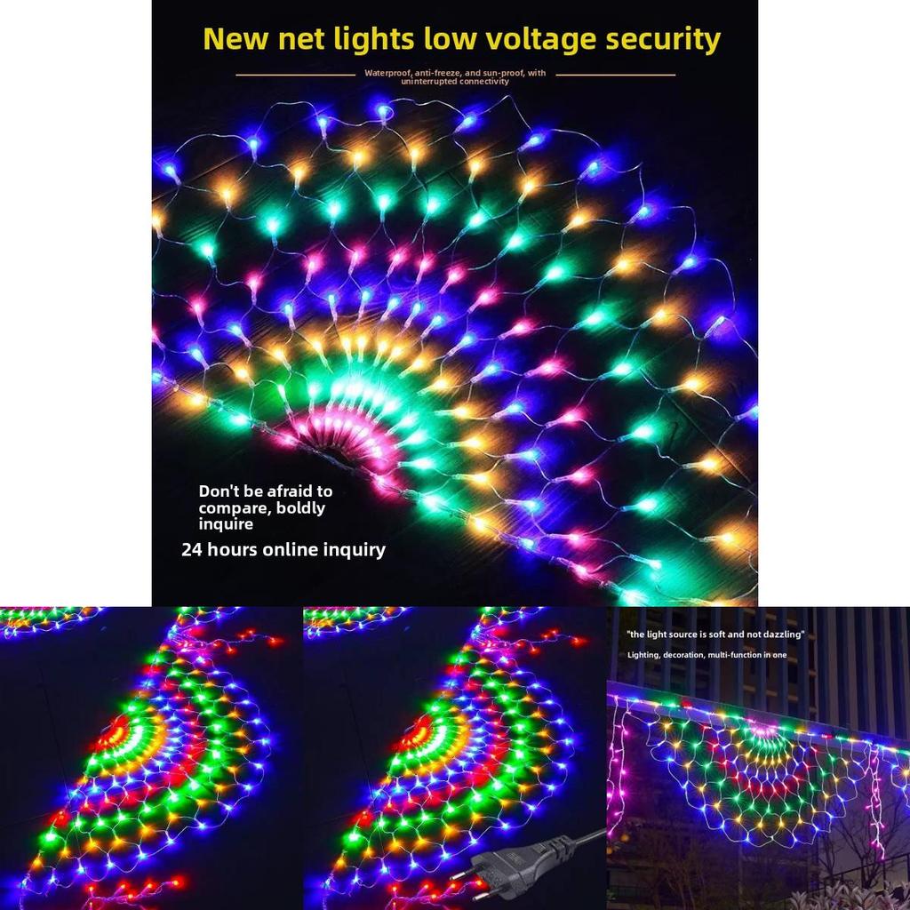 Rete di Luci LED da Esterno a Forma di Pavone Impermeabile per Decorazione di Giardini e Terrazzi