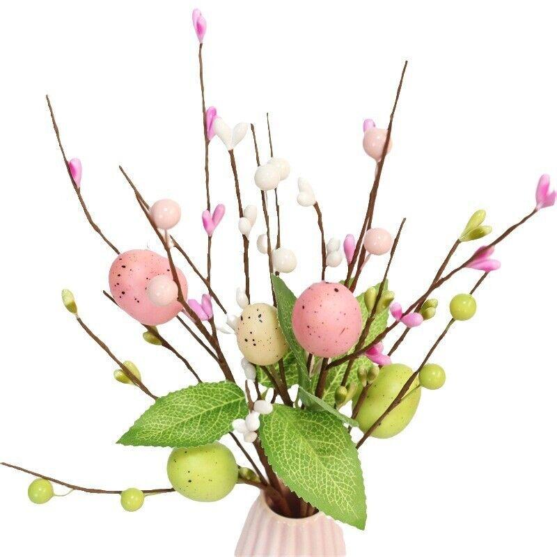 5 Stück Künstlicher Osterblütenzweig Buntes Schaumstoffei Gesprenkelter Zweig DIY Frühling Heimdekoration Blumige Stiele Festliche Osterdekoration