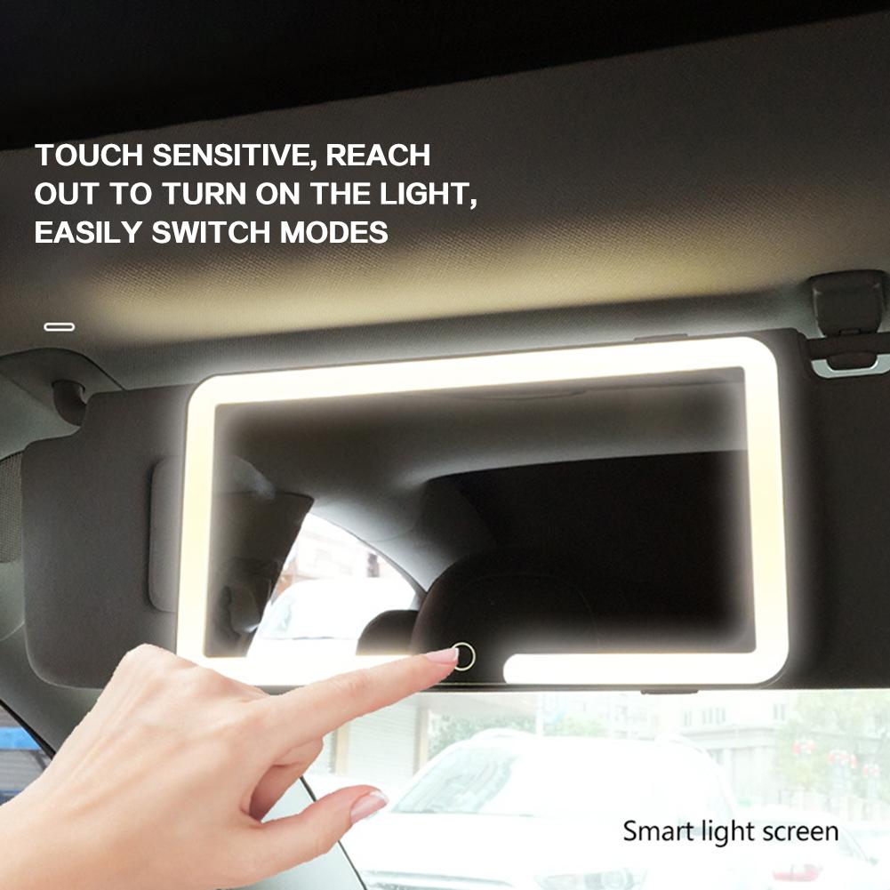 

LED Car Sun Visor Vanity Mirror Auto Interior Decoration Sunshade Makeup Mirrors With 3 Light Modes LED USB Charging HD Mirror чёрный