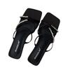 French low-heeled open-toed square head beautiful slippers female summer wear versatile not tired feet fairy wind slope heel fashion sandals