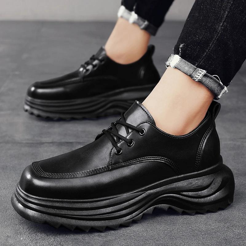 Pánské společenské boty Módní Krásné Čtvercová špička Silná podrážka Trendy Všestranné Pánské Populární Nízké britský styl Pracovní Kožené boty