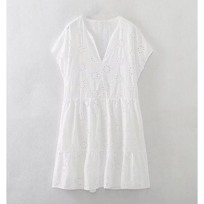 Fashion Style Summer New Arrival Women's Clothing Stylish All-Matching Hollow Embroidery Short Dress 7521269 250