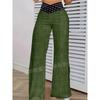 Womens High-Waisted Wide-Leg Pants With Cutout Waistband Casual Office Trousers Stretchy Loose Fit