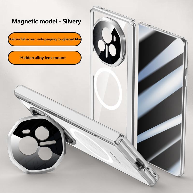 Průhledné pouzdro na telefon s galvanizovaným pantem pro Honor Magic V3 kovový držák objektivu s tvrzenou fólií držák odolný proti nárazům Obchodní kryt