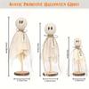 3-Piece Rustic Ghost Figurine Set for Seasonal Spooky Celebrations - Manufactured Wood Ghosts with Stand for Tabletop, Shelf & Mantel Display