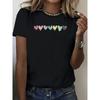 Hearts Gradient Print Crew Neck Sleeve for Spring Summer Women'S Clothing Summer Short Sleeved Streetwear Tops