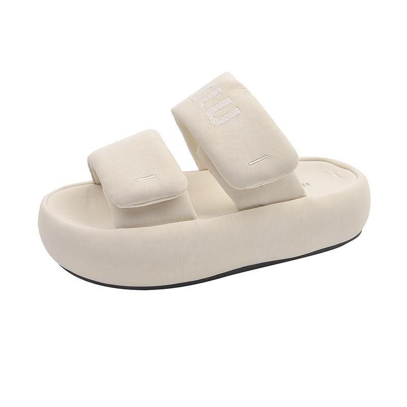 Continuous drag~ stepping on shit thick-soled slippers for women to wear 2025 summer new Velcro beach bread cool slippers