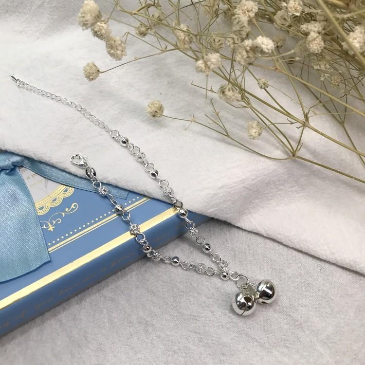 

Korean version of fashionable silver bell bracelet female sweet versatile light bead matte palace bell bracelet hollow ball anklet jewelry