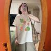 White Korean Girl Guava Print Short-sleeved T-shirt Women's Summer Loose Design Sense Niche Unique Beautiful Clothes