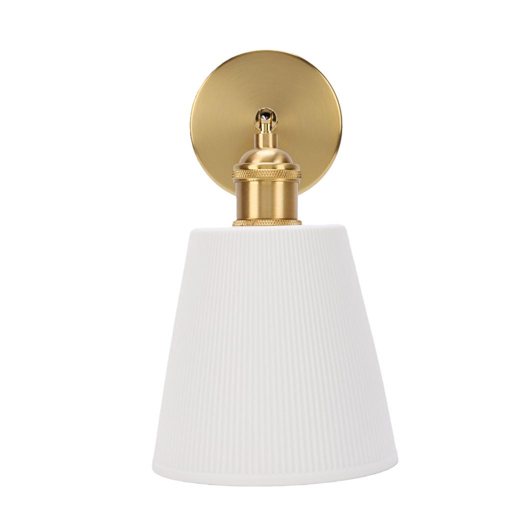 Wall Sconce Modern Gold Brass Wall Mounted Lamp with Ceramic Lampshade for Bathroom Bedroom Kitchen Living Room