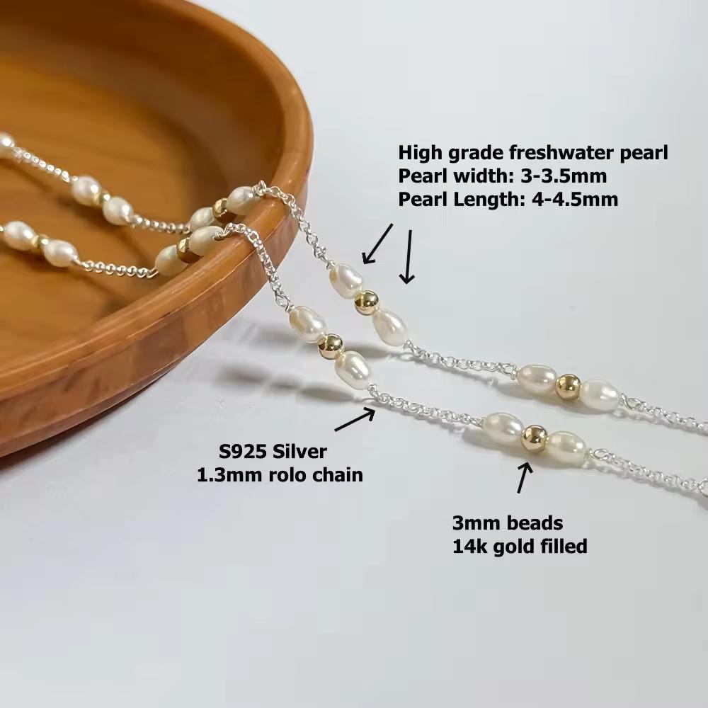 New Arrive Natural High Grade Freshwater Pearl with Bead Chain Fine 14k Gold Filled Bulk Rolo Chain for Permanent Jewelry Making