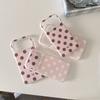 Korean Style Pink Brown Contrast Polka Dot IMD Hard Phone Case IPhone 16 17 Pro Max 15 14