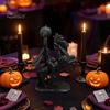 Resin Horse with Pumpkin Headless Horseman Holding Statue, Matte Black Halloween Figurine, Unique Dark Atmosphere Ornaments Gothic Tabletop Decor for