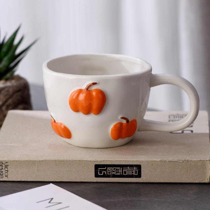 Cartoon Fruit Cup Ceramic Mugs Engraved Cherry Three-dimensional Fruit Cup Mugs Coffee Cups Breakfast Afternoon Tea