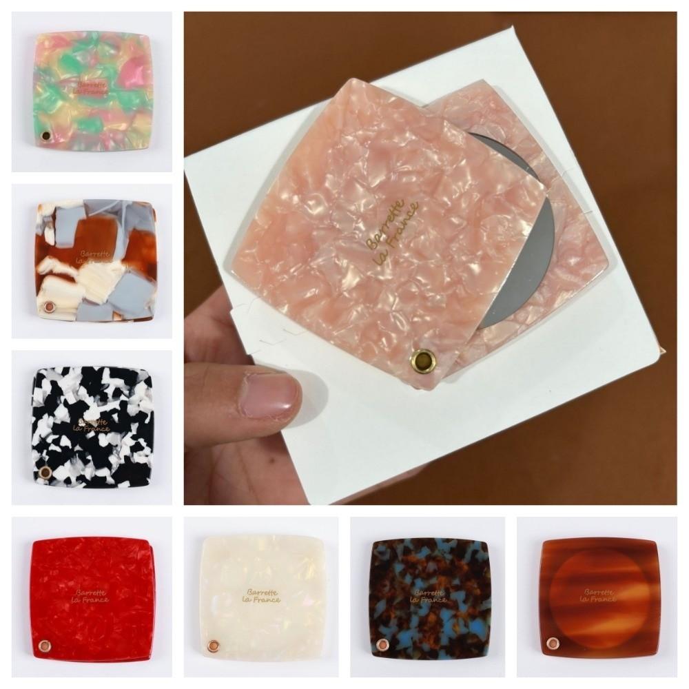 Bunter Tragbarer Spiegel Quadratischer Drehbarer Spiegel Kompaktes Design Acetat Make-up Spiegel Für Nachbesserungen