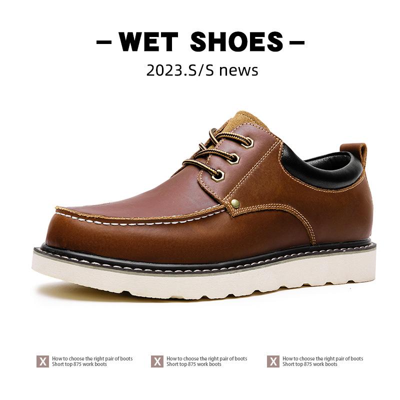 Extra Large Size Men's Shoes Spring and Autumn 2025 New Retro Tooling Shoes American Outdoor Casual Leather Shoes Big Head Martin Shoes