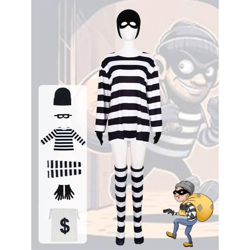 Halloween Cosplay Thief Costume Set Six Piece Clothing Stage Gift Performance