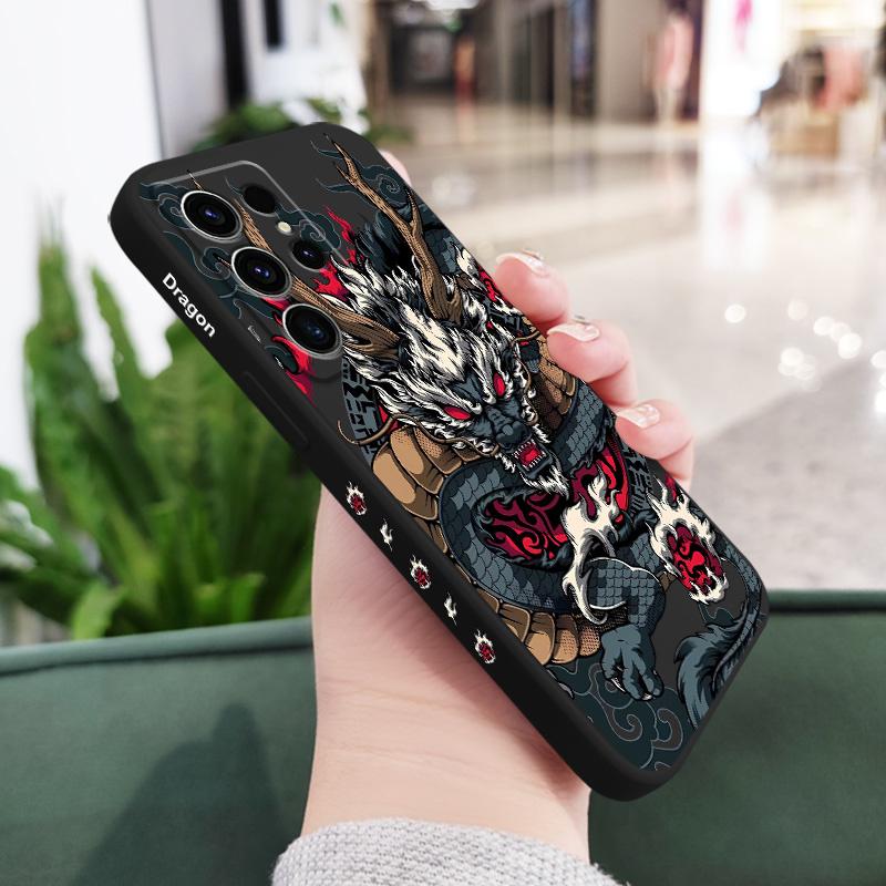 

Reversed Dragon Phone Case For Samsung Galaxy S25 S24 S23 S22 S21 S20 S10 S10E Ultra Plus FE Note 20 Ultra Plus Cover Galaxy Note 20 Ultra чорний