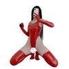 Biały Błyszczący Bodystocking z PVC, Wysoko Wycięty, Otwarty Krok, Lateksowy PU Olejowany, Seksowny, Obcisły, Cosplay, Kostium na Scenę Taneczną, Jednoczęściowy Trykot Bez Pleców