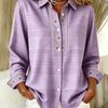 Plus-size women's long-sleeved casual shirt with buttoned lapels, perfect for New Year gifts