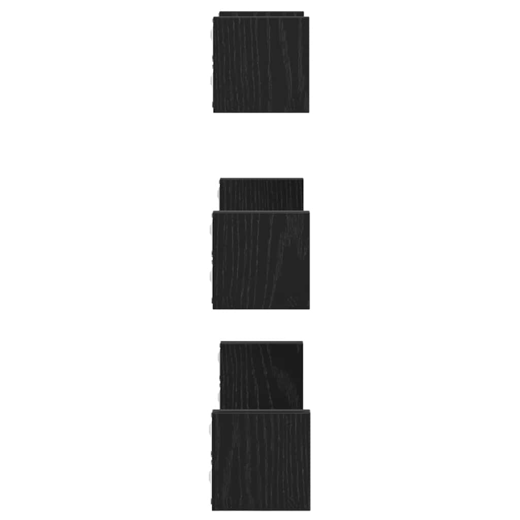 Wall Shelves Set of 3 Black Oak Effect Particleboard