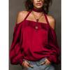 Top alla moda da donna con spalle scoperte in raso opaco, europeo e americano, 2026