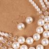 1set Exaggerated Multi-layer Round Beaded Imitation Zircon Necklace and Earrings Zircon Sets Statement Handmade Choker Necklace