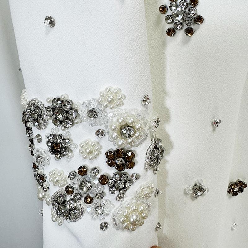 High-End Beaded Rhinestone Fitted Evening Gown